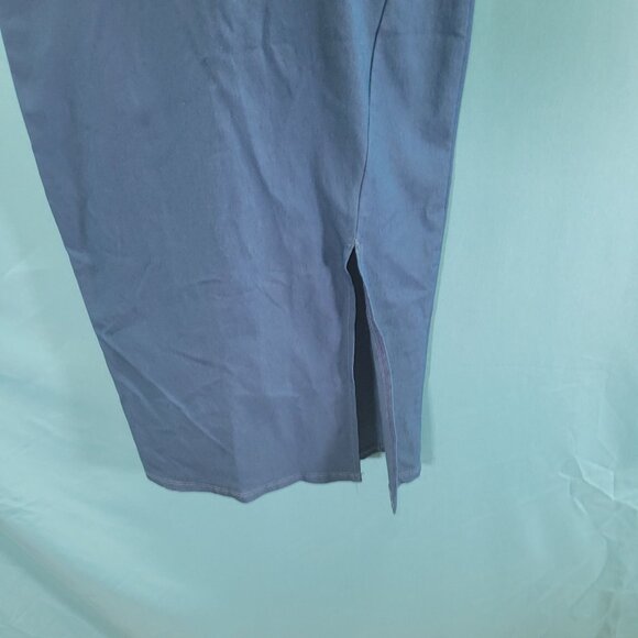 Blue Blush Teal Midi Slip Dress With Spaghetti Straps & Side Slit - Picture 4 of 9